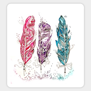 Colourful Illustrated Feathers Sticker